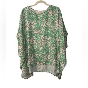 First Love Green and Pink Leopard Print Dolman Top